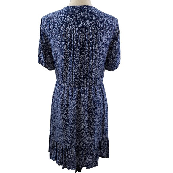 Lucky Brand Mila Women’s Wrap Front Blue Polka Dot Slip Lined Dress – Size Small - Picture 4 of 16